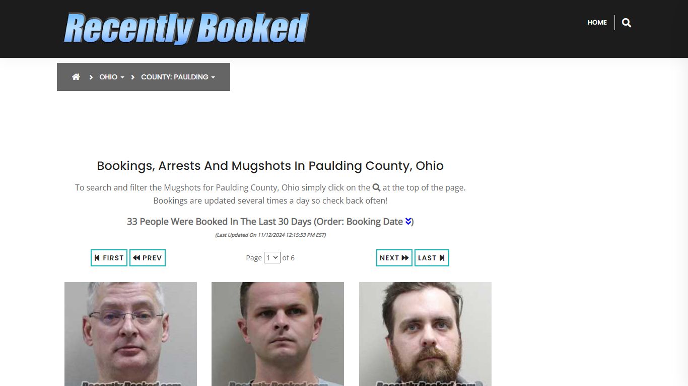 Bookings, Arrests and Mugshots in Paulding County, Ohio - Recently Booked