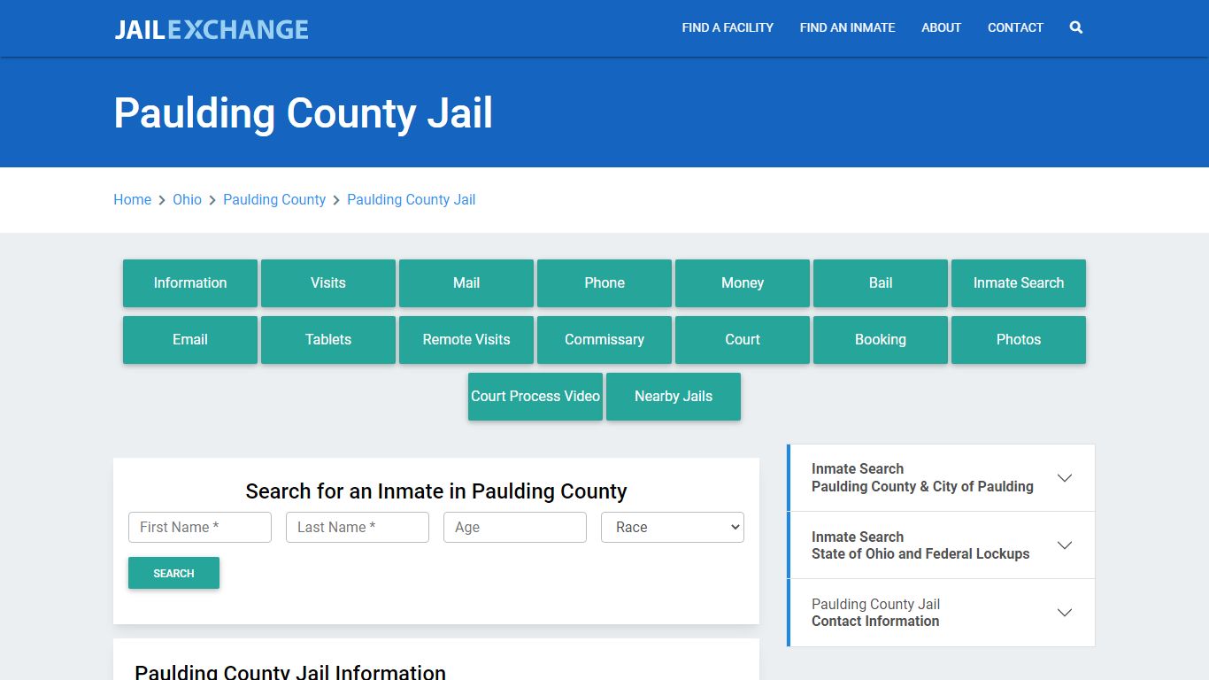 Paulding County Jail Roster Lookup, OH, Inmate Search